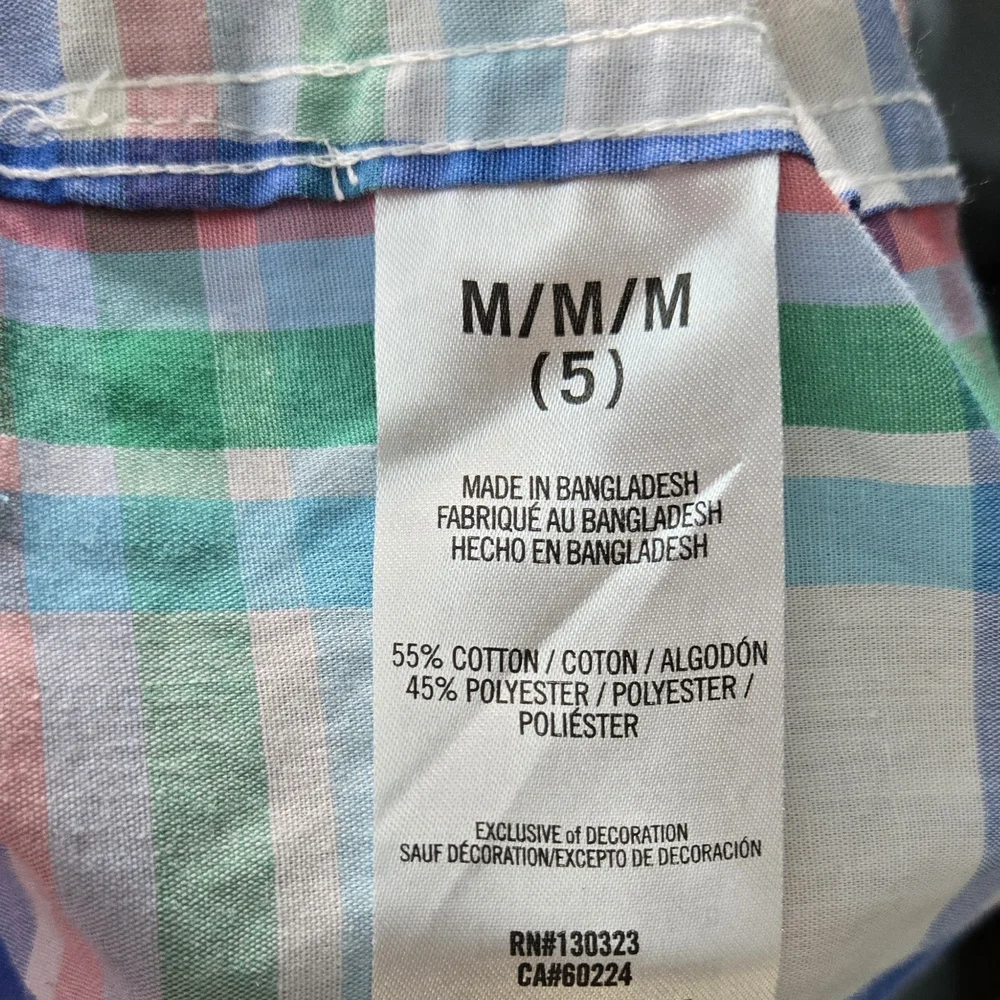 Nautica Boys Blue Green Plaid Short Sleeve‎ Button Down Preppy Shirt 5/M Easter